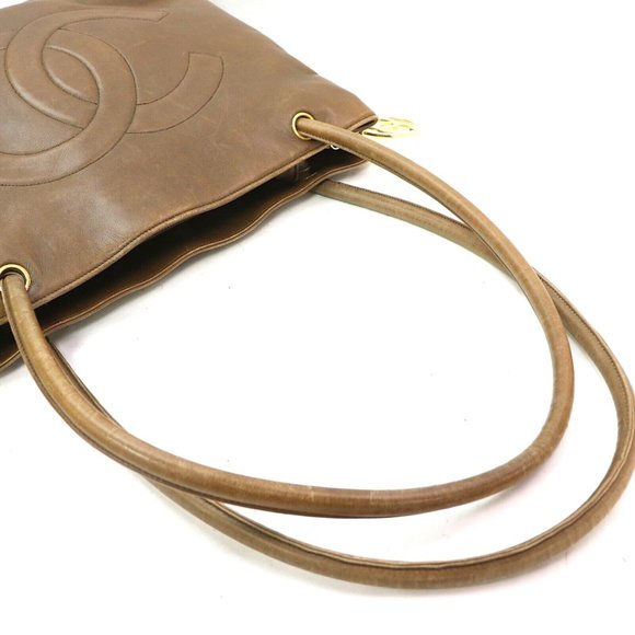 Auth Chanel Brown Leather Tote Bag Large #3655C30 - Picture 3 of 8